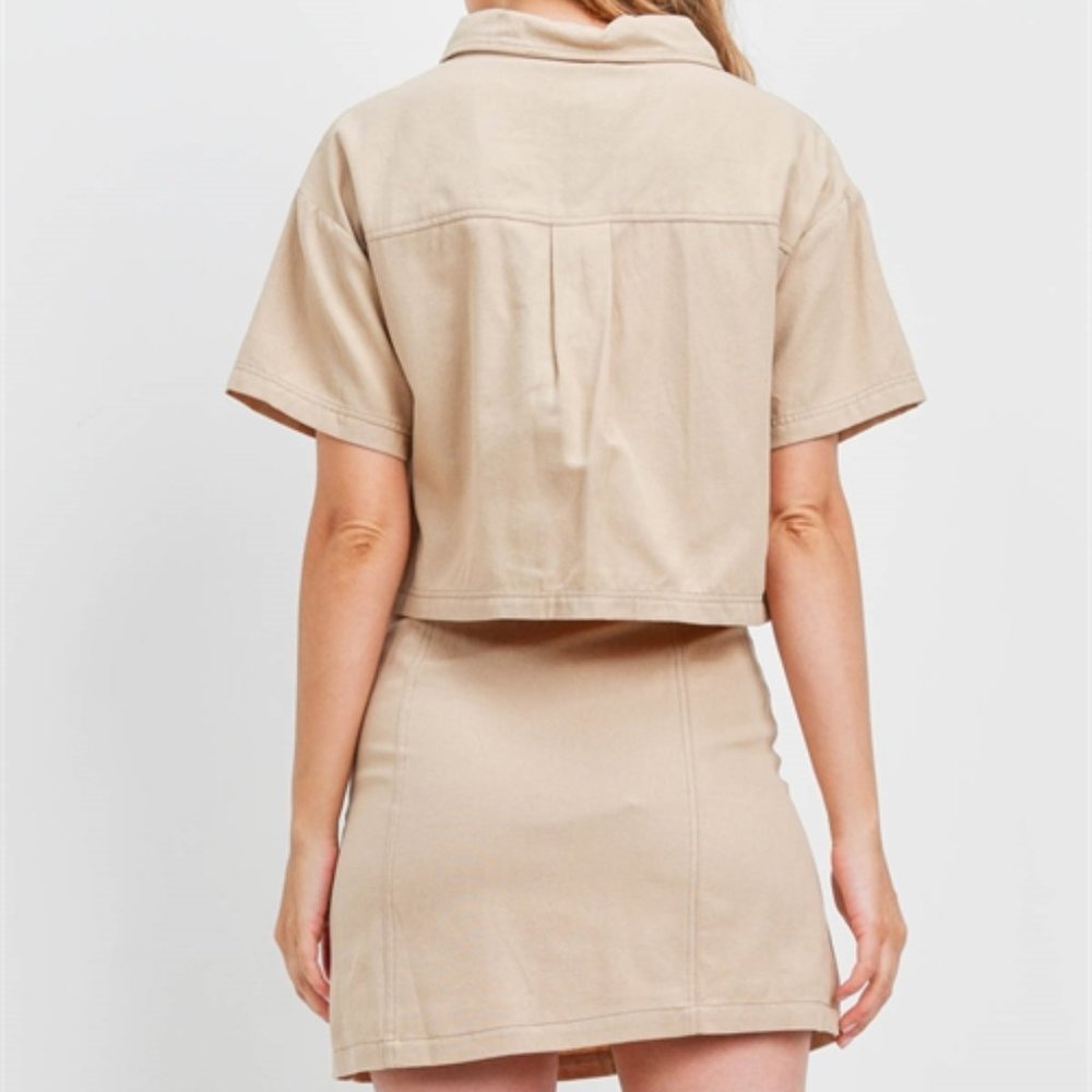 2 PIECE BUTTON DOWN SKIRT & TOP SET - Picture 4 of 5